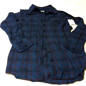 Vans Womens Top Shirt Small Plaid Smocked Back Button Up Long Sleeve Y2K New